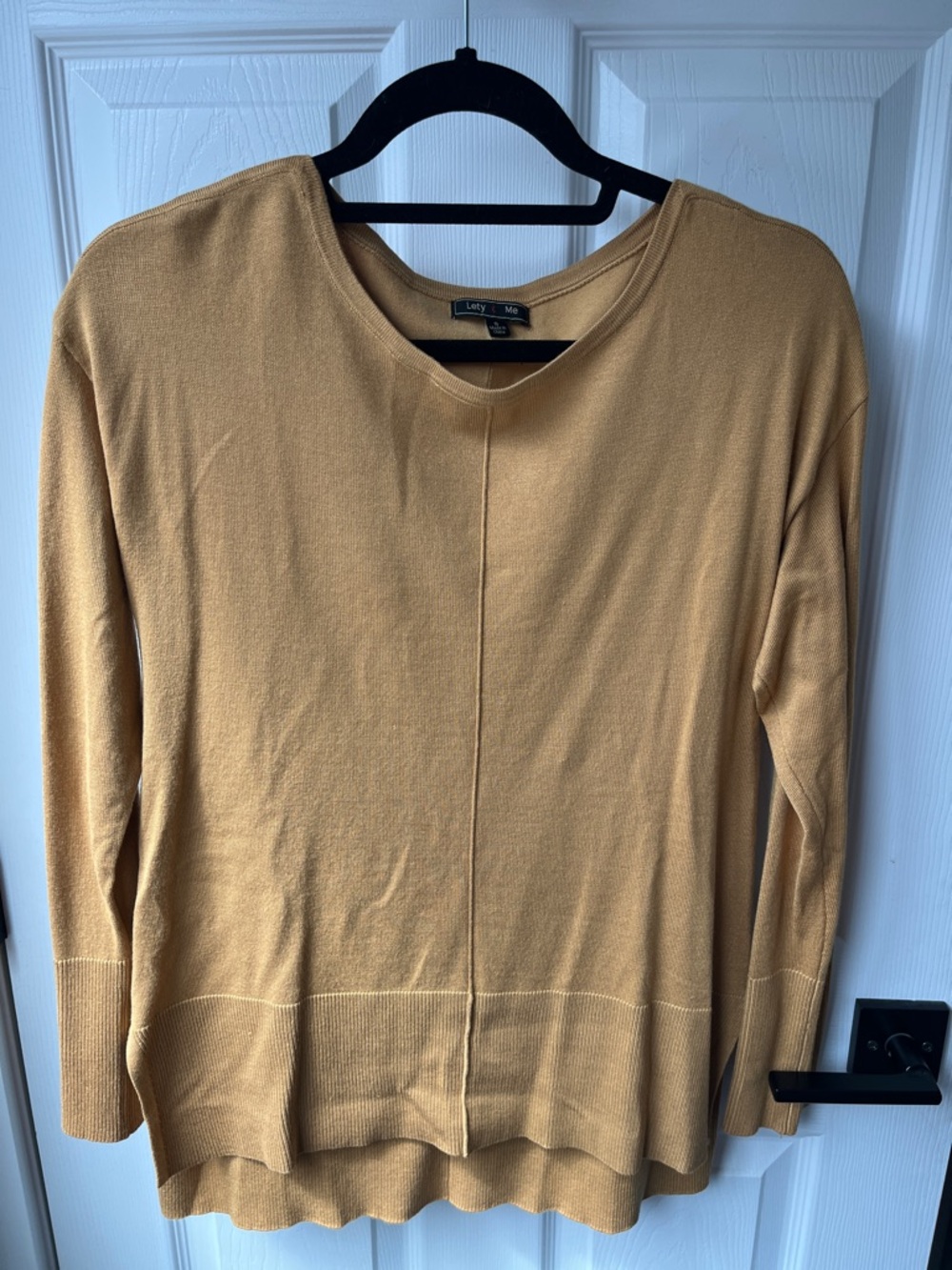 Lefty & Me Women's Scoop Neck Sweater in Mustard